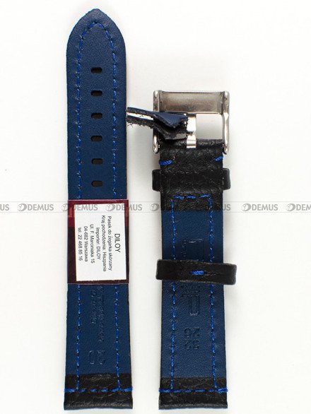 Pasek skórzany do zegarka - Diloy 394.20.1.5 - 20 mm czarny