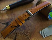 Pasek skórzany ręcznie robiony A. Kucharski Leather - Conceria Il Ponte Wax - pumpkin/navy 18 mm
