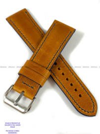 Pasek skórzany ręcznie robiony A. Kucharski Leather - Conceria Il Ponte Wax - pumpkin/navy 30 mm